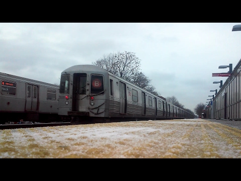 [MTA]: (B) & (Q) Train Action @ Neck Road In The Snow - YouTube