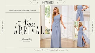 POMUYOO |  Graceful A-line One Shoulder Floor Length Chiffon Bridesmaid Dresses