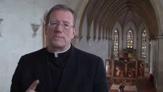 Bishop Barron at the Isenheim Crucifixion by Grünewald