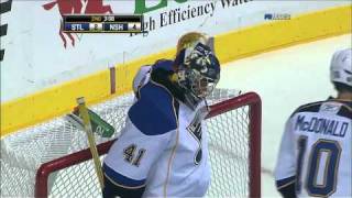 Jaroslav Halak diving save 10/14/10