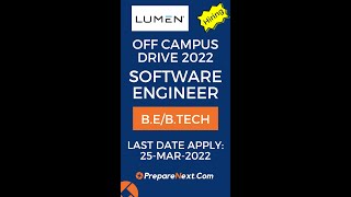Lumen Off Campus Drive 2022 | Software Engineer | IT Job | Engineering Job | Bangalore