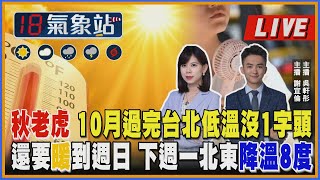 【TVBS18氣象站】秋老虎 10月過完台北低溫沒1字頭 還要暖到週日 下週一北東降溫8度｜主播吳軒彤 謝宜倫 說氣象LIVE