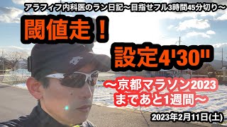 京都マラソン1週間前！閾値走4’30”で確認！@アラフィフ　＠サブ4　 @閾値走 ＠ペース走　@フルマラソン　＠京都マラソン