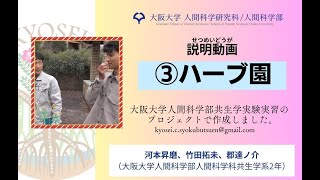 ③ハーブ園【服部緑地都市緑化植物園説明動画】人間科学部共生学実験実習C班