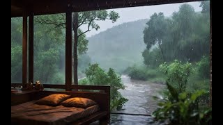 Rain| The Relaxing Sound Of Rain Next To The River Helps Sleep Well And Reduces Stres