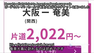 I bought a flight ticket to Amami on Peach super saleピーチのスーパーセールで奄美大島行きのチケットを買いました