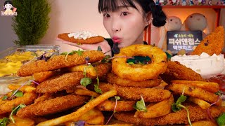 Mukbang:) 🐟 Fish & Chips, Mac & Cheese 🧀 ☆ Big Bites :: ASMR :: Eatingshow ☆