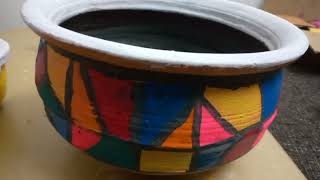 Pot Painting on used pot, handi by sadhna's all in one