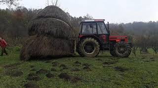 Zetor 6245 nošenje sijena iz strane!!