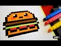 Handmade Pixel Art - How To Draw Kawaii Hamburger #pixelart #kawaii