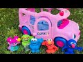 PINK SCHOOL BUS Ride to CUPCAKE Shop with Seseme Street Toys Compilation Peppa Pig Teletubbies!