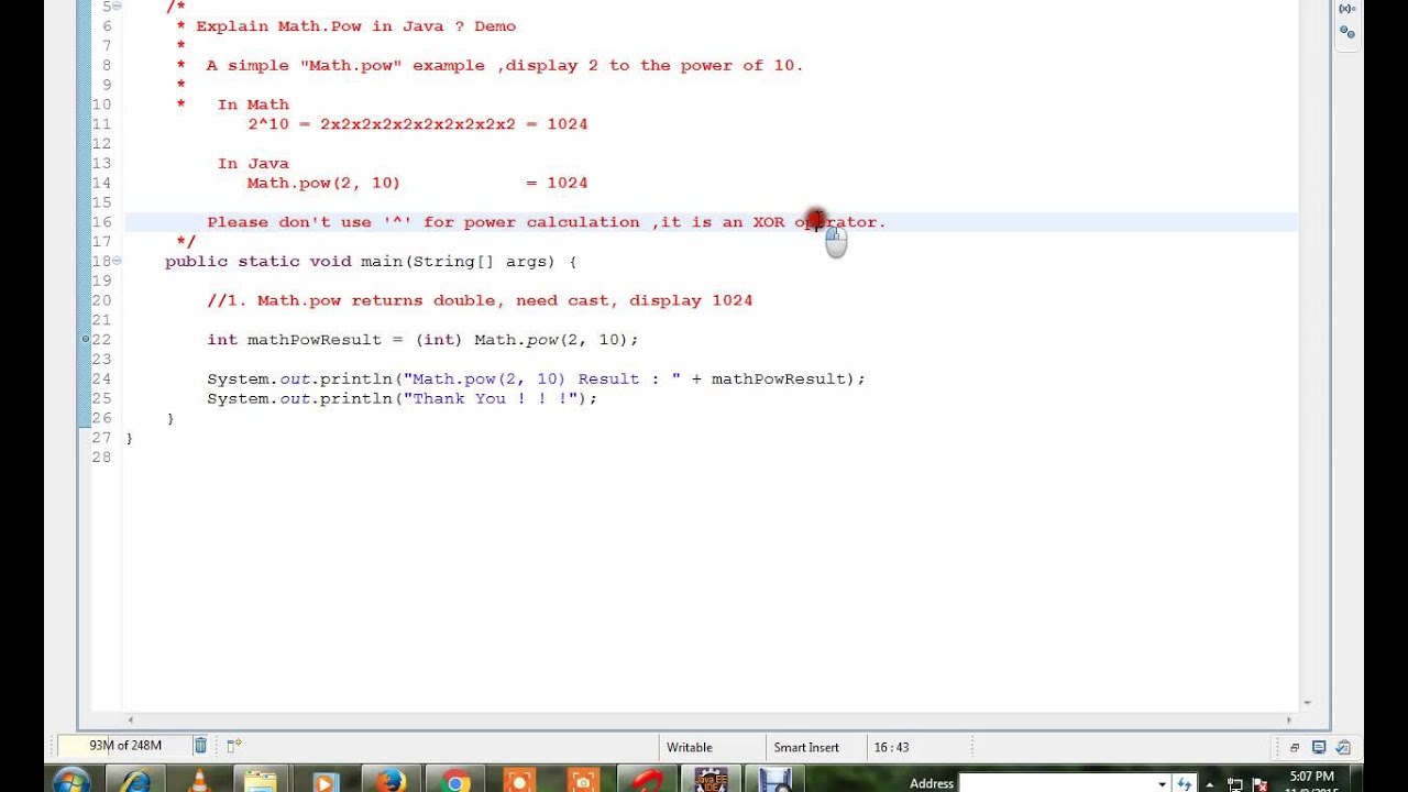 JAVA MATH POW EXAMPLE DEMO - YouTube