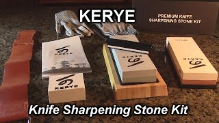 BEST Knife Sharpening Stone Kit - KERYE Professional Whetstone Sharpener Stone Set REVIEW