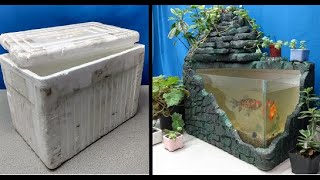 como hacer un acuario casero con material reciclado // acuario con nevera de icopor