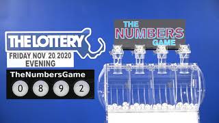 Evening Numbers Game Drawing: Friday, November 20, 2020