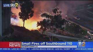 Small Fire Breaks Out Off 110 Freeway In Downtown LA