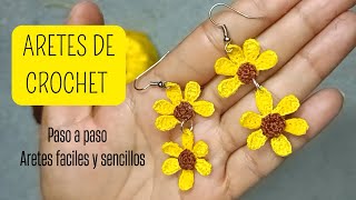 ARETES A CROCHET CON DISEÑO DE FLORES|tutorial paso a paso