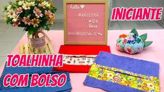 Como Fazer Toalhinha com Bolsinho Super Fácil na Máquina Doméstica - Costura Iniciante