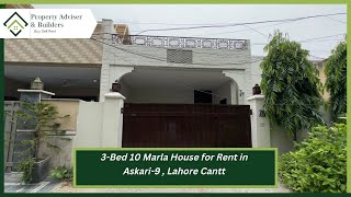 3-Bed 10 Marla House for Rent in Askari-9 Lahore Cantt | Walk-Around |@propertyadviserandbuilders