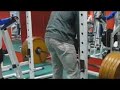 275kg 605lbs x 2 pull several drops at 84kg bodyweight no belt from rack