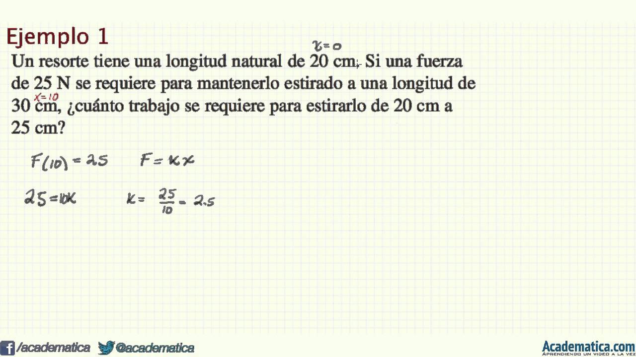 Ejemplo 1 De Trabajo - Aplicaciones De La Integral - YouTube