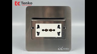 Ổ Cắm Điện Đôi 3 Chấu Âm Sàn Thông Dụng Chính Hãng Tenko TK-DS11-04 Màu Bạc I Tenko.com.vn