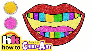 Glitter Lips Drawing & Coloring | Art For Kids | Chiki Art | HooplaKidz How To