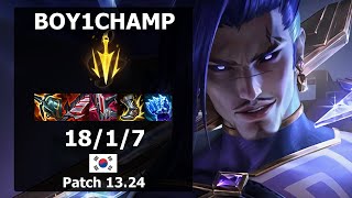 Boy1Champ Yasuo ADC vs Varus| Patch 13.24 KR Challenger