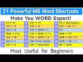 21 Powerful Shortcut Keys Will Definitely Make You MS Word Expert | Most Useful MS Word Shortcuts