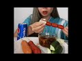 asmr eating thai hot dogs and meatballs 🍡🍡🌭🌭🥒🥒🌶🌶