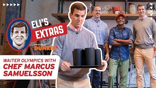 Eli Manning & Shaun O'Hara Compete in WAITER OLYMPICS with Celebrity Chef Marcus Samuelsson!