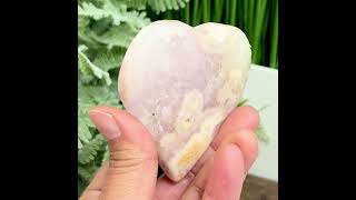 Flower Agate with Pink Purple Amethyst Quartz Heart with Stand Crystal Carving 148g