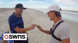 Metal detectorist reunites man with diamond ring after he found it on a beach |