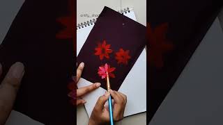 easy bright red flower painting #shorts #flowerpainting #acrylicpainting