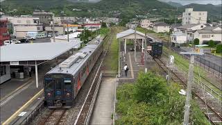 JR大村線　川棚駅　列車交換　JR Ōmura Line Kawatana Station　(2023.6)