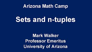 Lecture 1(A): Sets and n-tuples