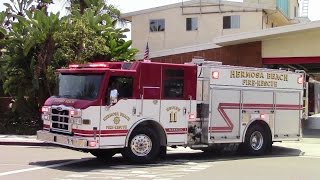 Hermosa Beach Fire Engine 11 and rescue 11 responding