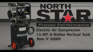 NorthStar Portable Electric Air Compressor, 8-Gallon Vertical Tank, Model #53009