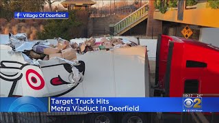 Top Of Target Truck Sheared Off When It Hits Metra Viaduct In Deerfield