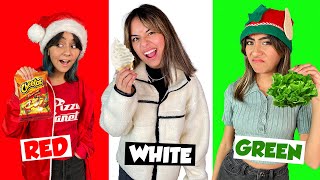 eating only one Christmas color foods for 24 hours | GEM Sisters