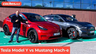 Comparativa Ford Mustang Mach-E - Tesla Model Y | Prueba / Test / Review en español | coches.net