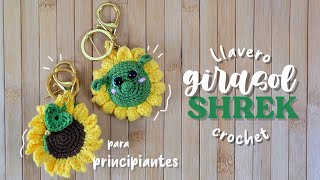 llavero Girasol SHREK a crochet paso a paso | Super ideas para vender |  Facil para principiantes 🌻