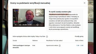 Przykład oceny i weryfikacji nagrań przez YouTube na podstawie nagrania z S. Michalkiewiczem