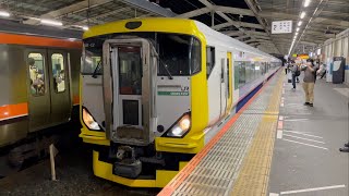 【E257-500のホリデー快速鎌倉 ラストラン】E257系500番台NB-12編成が回送列車として南越谷駅を発車するシーン（回8523M）2021.9.26