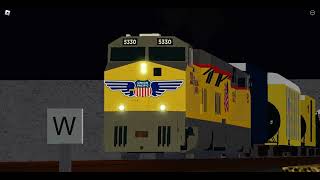 UP 5330 leading on a mixed freight train! with a conrail boxcar!