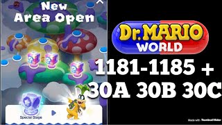 Dr. Mario World - New Area! Levels 1181, 1182, 1183, 1184, and 1185 + 30A 30B and 30C (3 Stars)