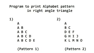 C program to print alphabets in right angle triangle pattern