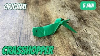 EASY ORIGAMI GRASSHOPPER TUTORIAL STEP BY STEP | DIY GRASSHOPPER ORIGAMI FOLDING PAPER INSECTS CRAFT