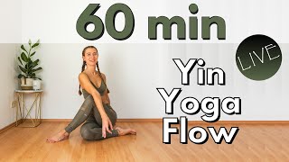 60 MIN LIVE YIN YOGA FLOW | Release Stress \u0026 Tension