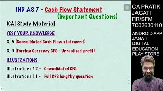 Ind as 7 Cash Flow Statements Revision - Imp Big Questions | CA Final FR